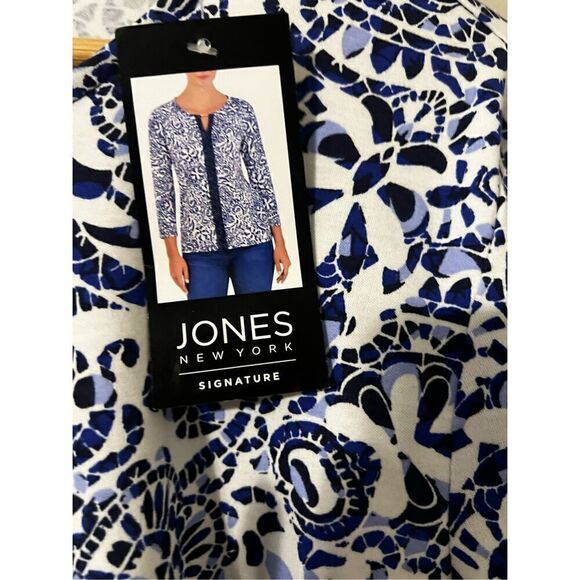 Jones New York Women’s Size XXL Long Sleeve Blouse Blue Crochet Detail NWT - Picture 6 of 9